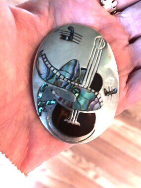 Vtg Taxco Sombrero Guitar Brooch
